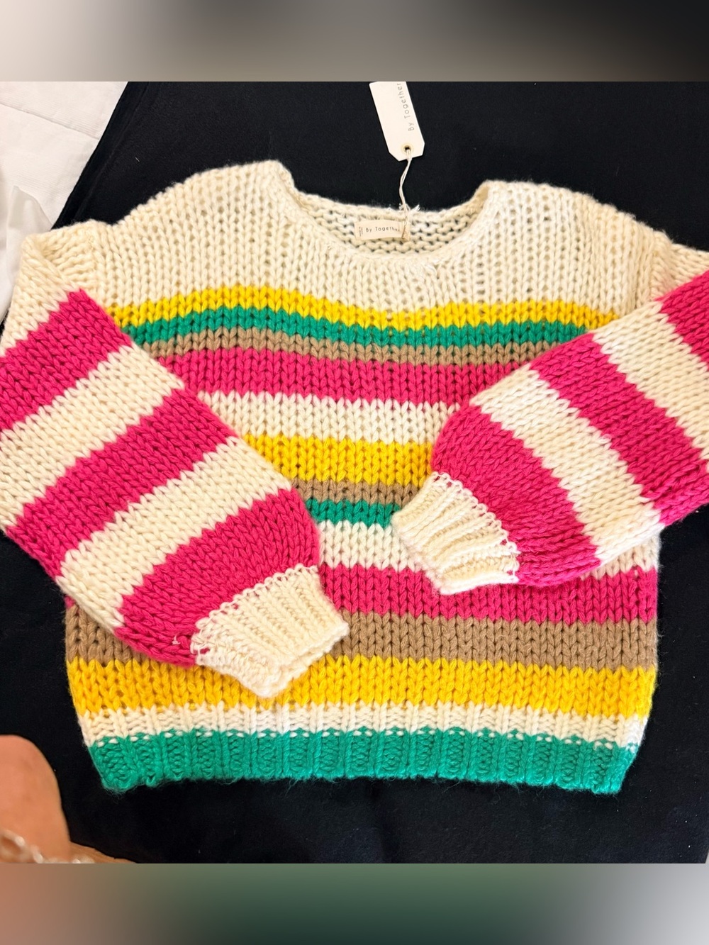 NWT By Together Brand women's multi color knit stripe sweater size Small
